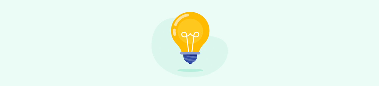 banner image of an illustrated lightbulb on a light green background