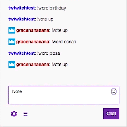 Text commands in the twitch chat